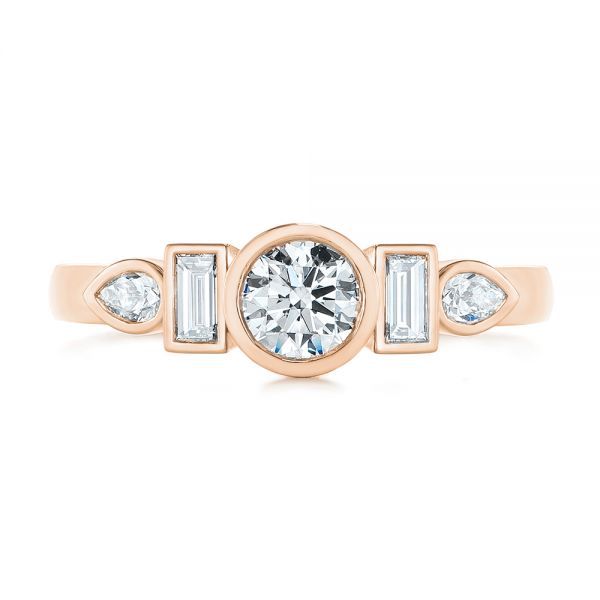 14k Rose Gold 14k Rose Gold Custom Geometric Diamond Engagement Ring - Top View - 104786