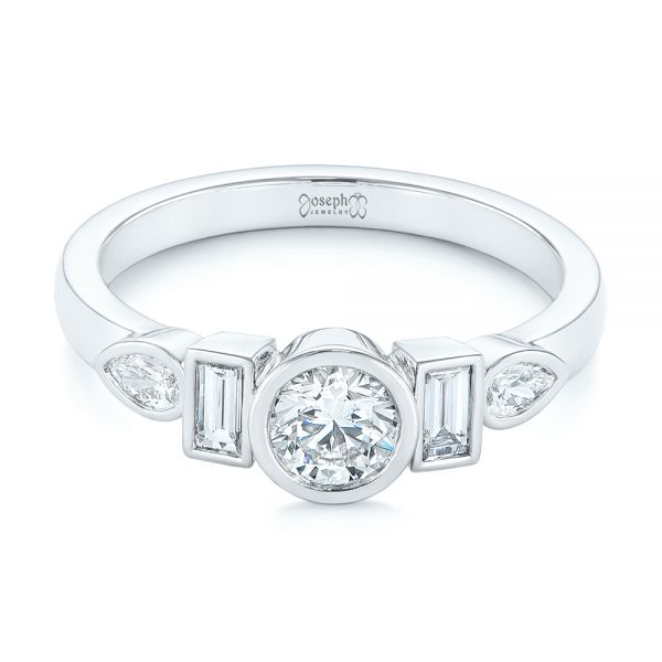 Platinum Custom Geometric Diamond Engagement Ring - Flat View - 104786