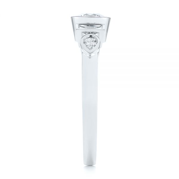 Platinum Custom Geometric Diamond Engagement Ring - Side View - 104786