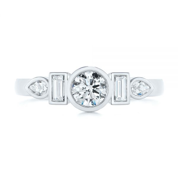 14k White Gold 14k White Gold Custom Geometric Diamond Engagement Ring - Top View -  104786