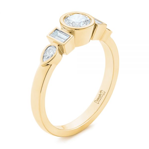 14k Yellow Gold 14k Yellow Gold Custom Geometric Diamond Engagement Ring - Three-Quarter View -  104786