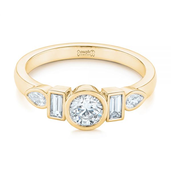14k Yellow Gold 14k Yellow Gold Custom Geometric Diamond Engagement Ring - Flat View - 104786