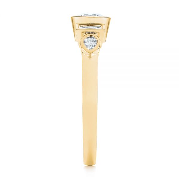 18k Yellow Gold 18k Yellow Gold Custom Geometric Diamond Engagement Ring - Side View -  104786