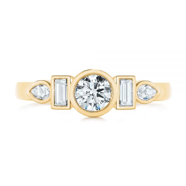 18k Yellow Gold 18k Yellow Gold Custom Geometric Diamond Engagement Ring - Top View -  104786