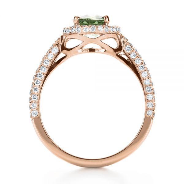 14k Rose Gold 14k Rose Gold Custom Green Peridot And Diamond Engagement Ring - Front View - 1125