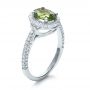18k White Gold Custom Green Peridot And Diamond Engagement Ring - Three-Quarter View -  1125 - Thumbnail