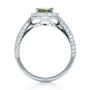 18k White Gold Custom Green Peridot And Diamond Engagement Ring - Front View -  1125 - Thumbnail