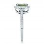 18k White Gold Custom Green Peridot And Diamond Engagement Ring - Side View -  1125 - Thumbnail