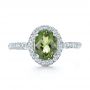 14k White Gold 14k White Gold Custom Green Peridot And Diamond Engagement Ring - Top View -  1125 - Thumbnail