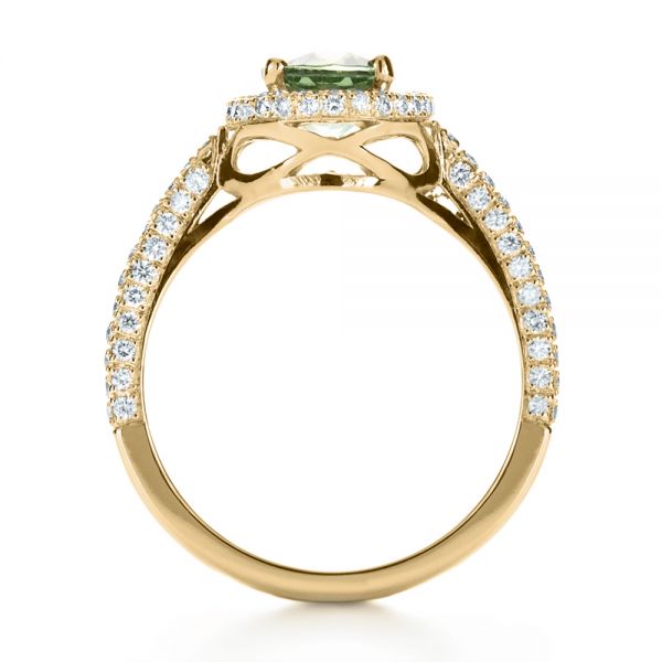 14k Yellow Gold 14k Yellow Gold Custom Green Peridot And Diamond Engagement Ring - Front View -  1125