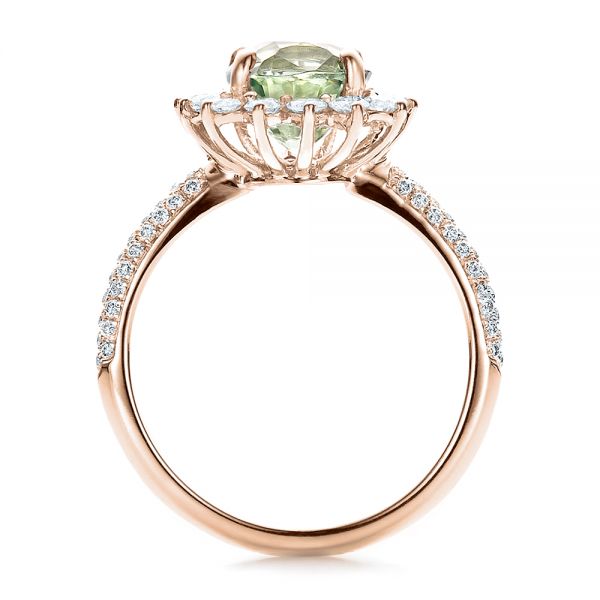 18k Rose Gold 18k Rose Gold Custom Green Sapphire And Diamond Engagement Ring - Front View -  100111