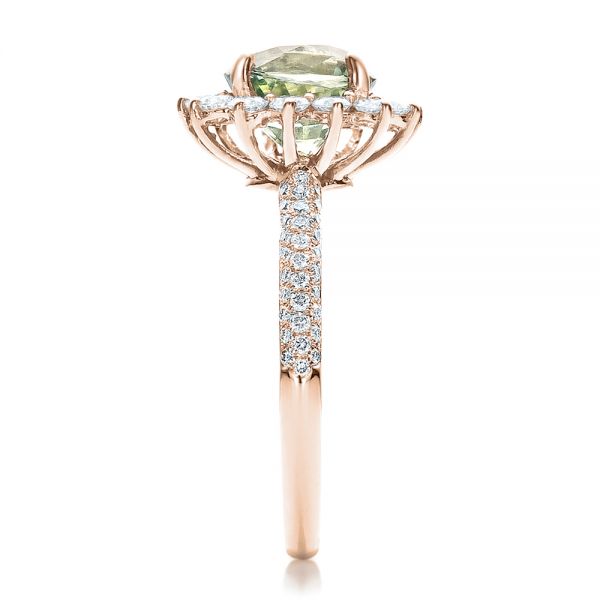 14k Rose Gold 14k Rose Gold Custom Green Sapphire And Diamond Engagement Ring - Side View -  100111