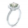 14k White Gold Custom Green Sapphire And Diamond Engagement Ring - Three-Quarter View -  100111 - Thumbnail