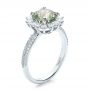 18k White Gold 18k White Gold Custom Green Sapphire And Diamond Engagement Ring - Three-Quarter View -  100111 - Thumbnail