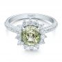  Platinum Platinum Custom Green Sapphire And Diamond Engagement Ring - Flat View -  100111 - Thumbnail