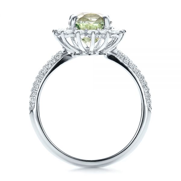  Platinum Platinum Custom Green Sapphire And Diamond Engagement Ring - Front View -  100111