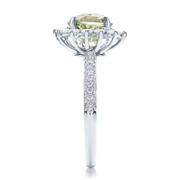  Platinum Platinum Custom Green Sapphire And Diamond Engagement Ring - Side View -  100111