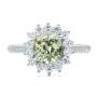 14k White Gold Custom Green Sapphire And Diamond Engagement Ring - Top View -  100111 - Thumbnail