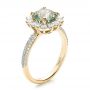 18k Yellow Gold 18k Yellow Gold Custom Green Sapphire And Diamond Engagement Ring - Three-Quarter View -  100111 - Thumbnail