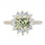 18k Yellow Gold 18k Yellow Gold Custom Green Sapphire And Diamond Engagement Ring - Top View -  100111 - Thumbnail