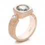 18k Rose Gold 18k Rose Gold Custom Green Sapphire And Textured Engagement Ring - Three-Quarter View -  101104 - Thumbnail