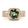 18k Rose Gold 18k Rose Gold Custom Green Sapphire And Textured Engagement Ring - Top View -  101104 - Thumbnail