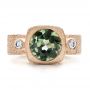 14k Rose Gold 14k Rose Gold Custom Green Sapphire And Textured Engagement Ring - Top View -  101104 - Thumbnail