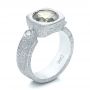 14k White Gold 14k White Gold Custom Green Sapphire And Textured Engagement Ring - Three-Quarter View -  101104 - Thumbnail