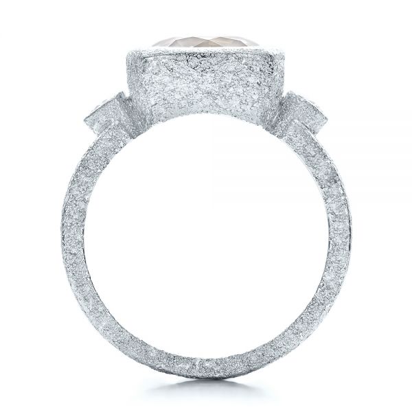 Platinum Platinum Custom Green Sapphire And Textured Engagement Ring - Front View - 101104