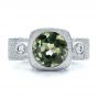 18k White Gold 18k White Gold Custom Green Sapphire And Textured Engagement Ring - Top View -  101104 - Thumbnail