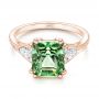 18k Rose Gold 18k Rose Gold Custom Green Tourmaline And Diamond Engagement Ring - Flat View -  103593 - Thumbnail