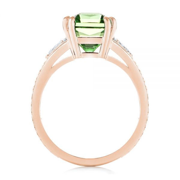 14k Rose Gold 14k Rose Gold Custom Green Tourmaline And Diamond Engagement Ring - Front View -  103593