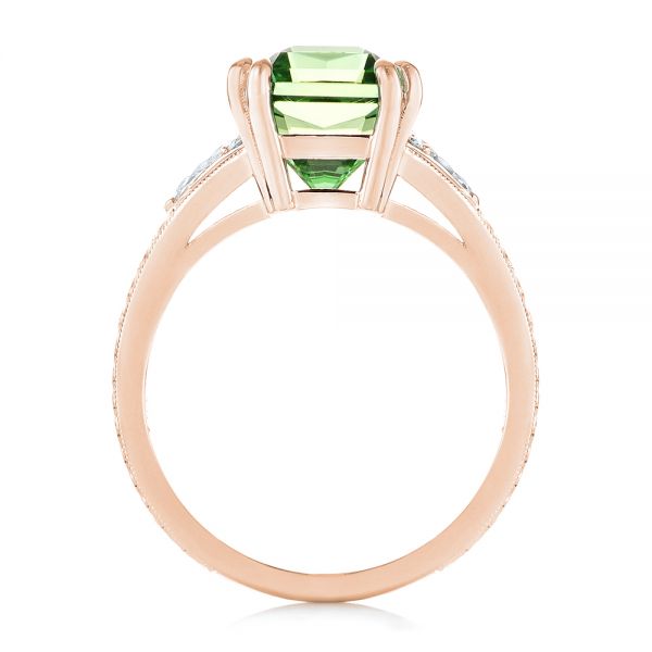 14k Rose Gold 14k Rose Gold Custom Green Tourmaline And Diamond Engagement Ring - Front View - 103593