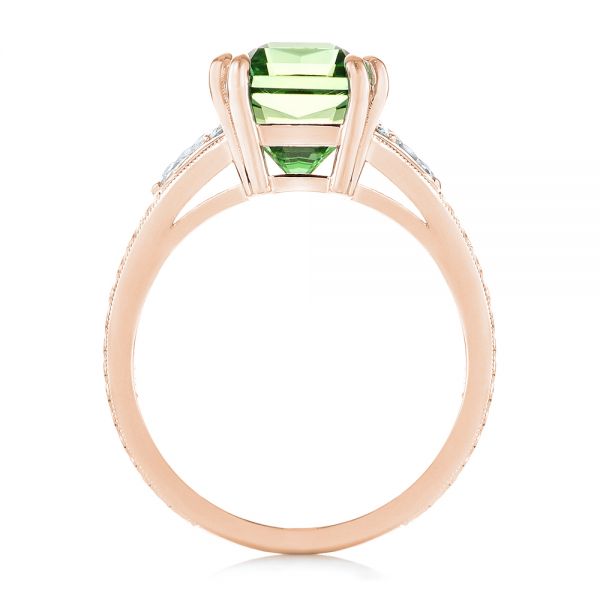 18k Rose Gold 18k Rose Gold Custom Green Tourmaline And Diamond Engagement Ring - Front View -  103593