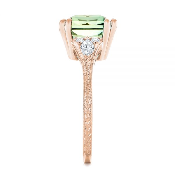 18k Rose Gold 18k Rose Gold Custom Green Tourmaline And Diamond Engagement Ring - Side View -  103593