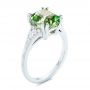 18k White Gold Custom Green Tourmaline And Diamond Engagement Ring - Three-Quarter View -  103593 - Thumbnail