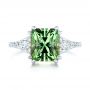 18k White Gold Custom Green Tourmaline And Diamond Engagement Ring - Top View -  103593 - Thumbnail