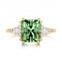 18k Yellow Gold 18k Yellow Gold Custom Green Tourmaline And Diamond Engagement Ring - Top View -  103593 - Thumbnail