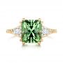 14k Yellow Gold 14k Yellow Gold Custom Green Tourmaline And Diamond Engagement Ring - Top View -  103593 - Thumbnail