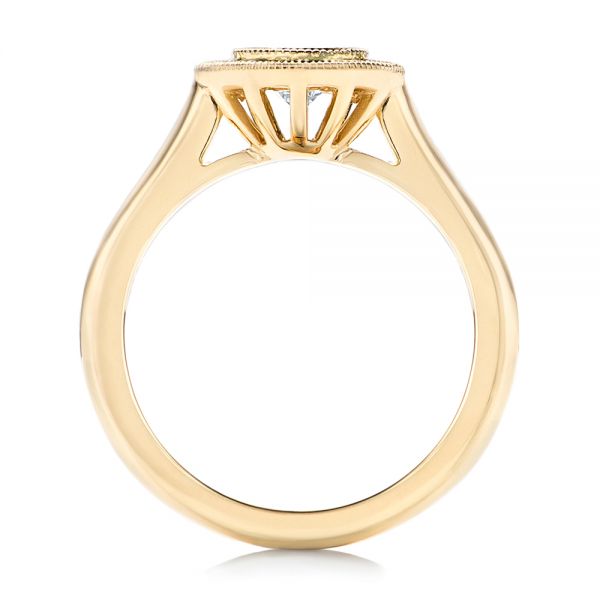 14k Yellow Gold Custom Green Tsavorite And Diamond Engagement Ring - Front View -  102963 - Thumbnail