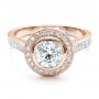 18k Rose Gold 18k Rose Gold Custom Halo Engagement Ring - Flat View -  1450 - Thumbnail