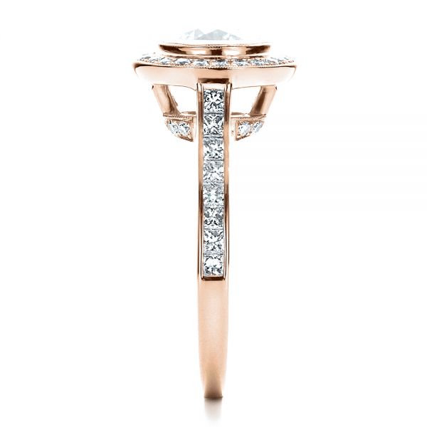 14k Rose Gold 14k Rose Gold Custom Halo Engagement Ring - Side View - 1450