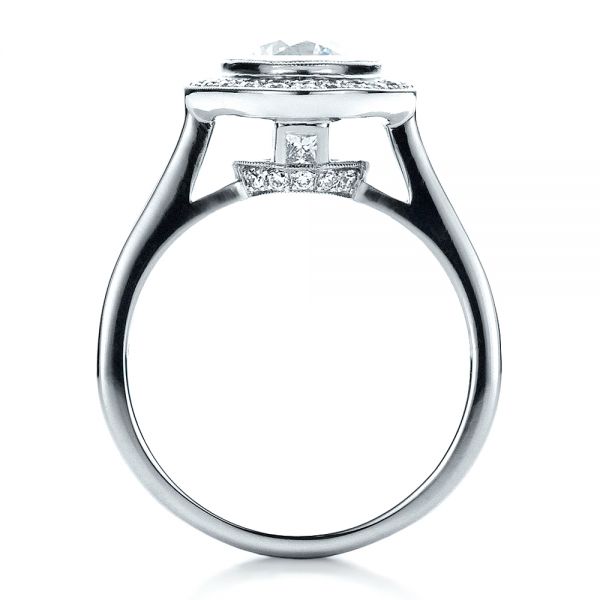 18k White Gold 18k White Gold Custom Halo Engagement Ring - Front View -  1450