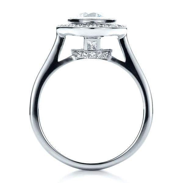 14k White Gold 14k White Gold Custom Halo Engagement Ring - Front View - 1450