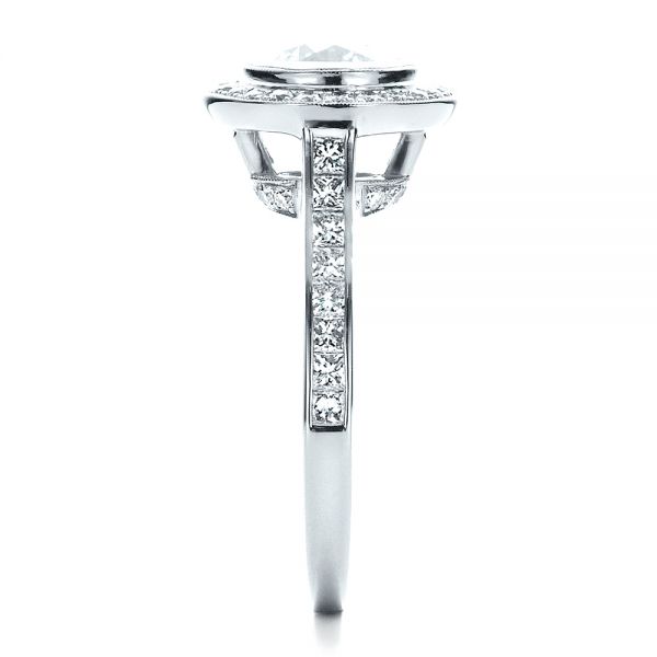  Platinum Custom Halo Engagement Ring - Side View -  1450