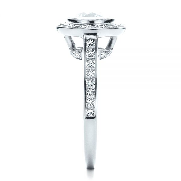 14k White Gold 14k White Gold Custom Halo Engagement Ring - Side View - 1450