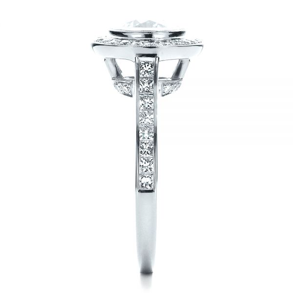 18k White Gold 18k White Gold Custom Halo Engagement Ring - Side View -  1450