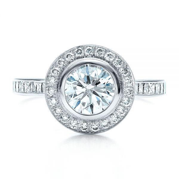 14k White Gold 14k White Gold Custom Halo Engagement Ring - Top View - 1450
