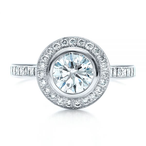  Platinum Custom Halo Engagement Ring - Top View -  1450