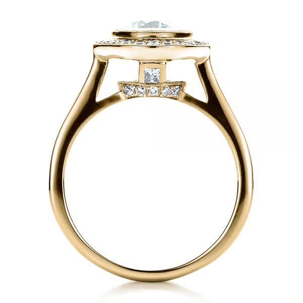 14k Yellow Gold 14k Yellow Gold Custom Halo Engagement Ring - Front View -  1450